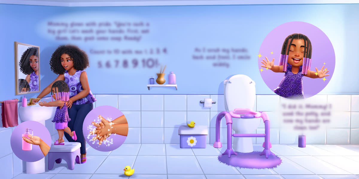 Lilly's Potty Dance bathroom illustration