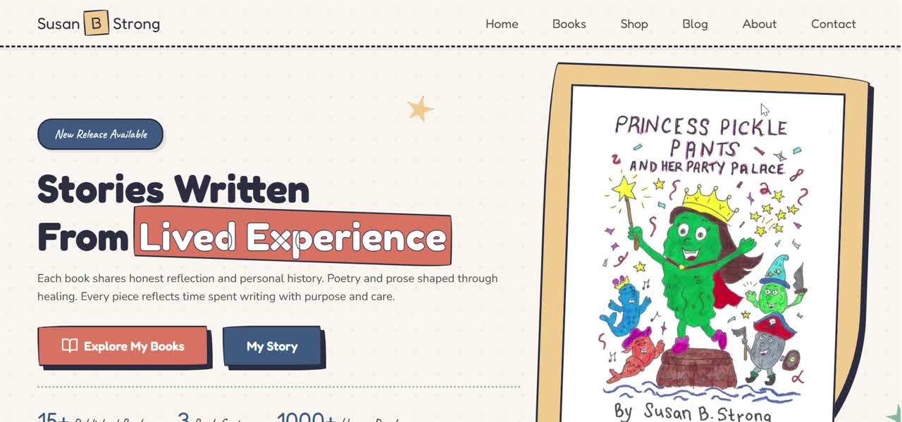 Susan B. Strong author website homepage preview